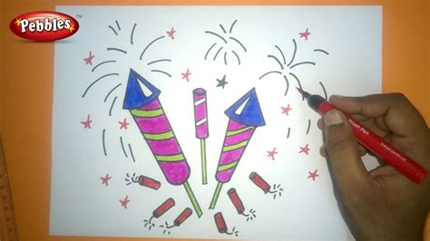 How to Draw Diwali Crackers Drawing | Diwali drawing for kids | step by step drawing tutorial ...