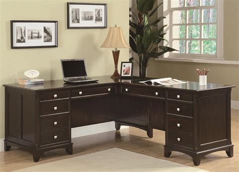 Coaster Garson L-Shaped Desk with 8 Drawers | Value City Furniture | L-Shape Desks