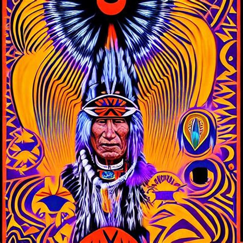 uv reactive art deco wall art Navajo medicine man ta...