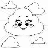 Cute Cloud Coloring Page sketch template