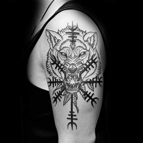 40 Helm Of Awe Tattoo Designs For Men - Norse Mythology Ideas