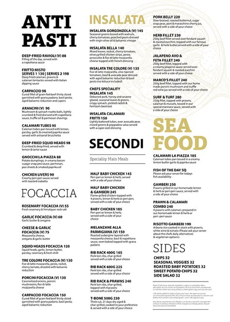 Menu | La Piazza Restaurant