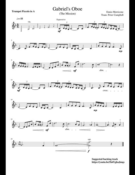 Gabriel s Oboe Piccolo Trumpet sheet music for Piano download free in PDF or MIDI