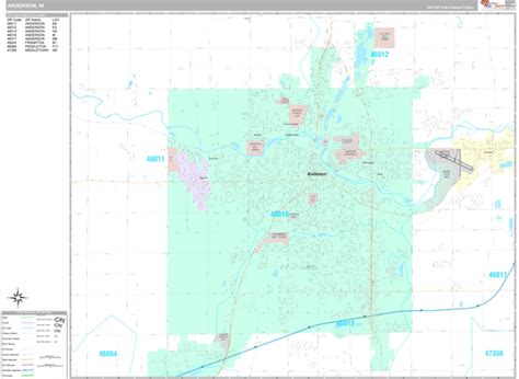 Anderson Indiana Wall Map (Premium Style) by MarketMAPS - MapSales