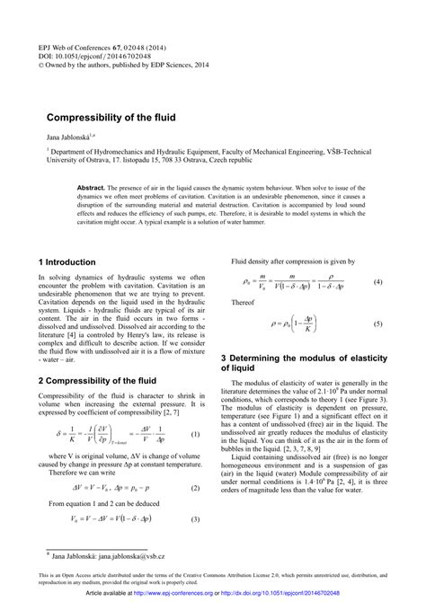 (PDF) Compressibility of the fluid