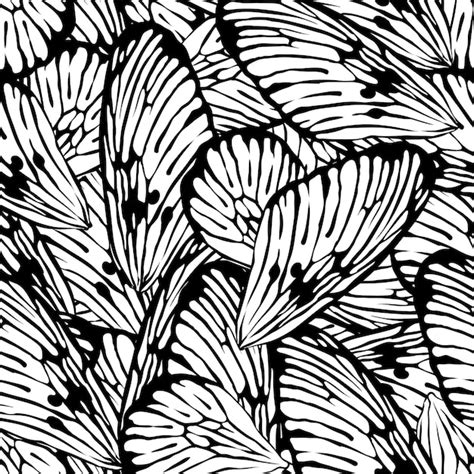 Premium Vector | Butterfly wings seamless pattern black and white background print butterflies ...