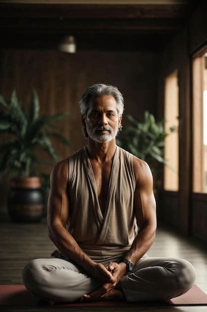 Premium AI Image | a man meditating in a yoga pose.