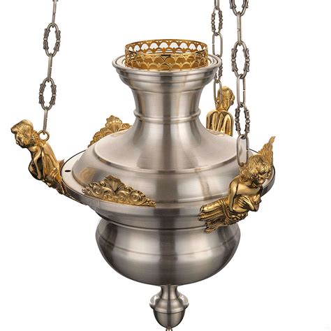 Blessed Sacrament candle in satin brass with angels | online sales on HOLYART.com