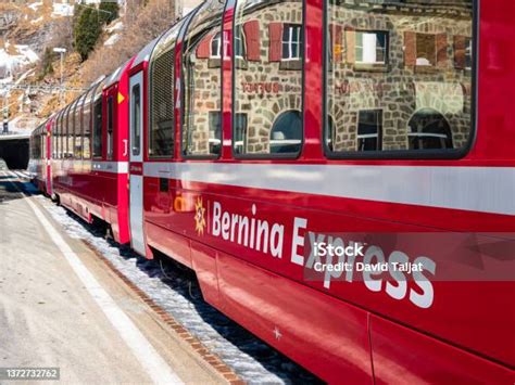 Bernina Express Panoramic Train Stock Photo - Download Image Now - Piz ...