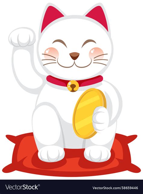 Japanese lucky cat maneki neko cartoon character Vector Image