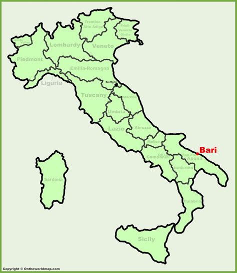 Bari location on the Italy map - Ontheworldmap.com