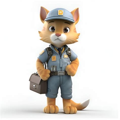 Premium AI Image | 3D illustration of a cute cartoon cat in a police uniform