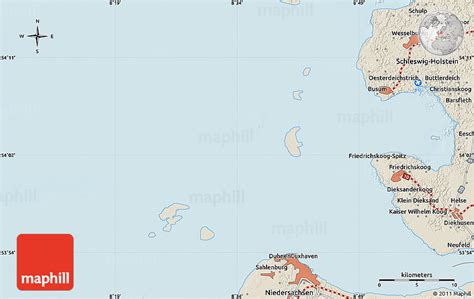 Shaded Relief Map of Cuxhaven