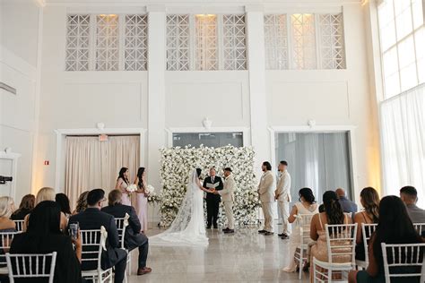 White Flower Ceremony Backdrop Wall Wedding Altar Ideas | Downtown Tampa Venue The Vault ...