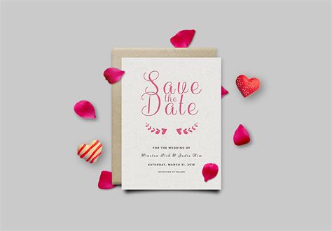 Save The Date Invitation Card Mockup PSD - GraphicsFuel