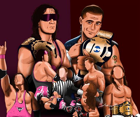 Bret Hart vs Shawn Michaels Painting by AllenThomasArtist on DeviantArt