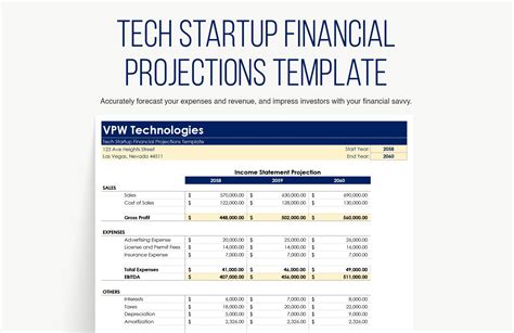 Tech Startup Financial Projections Template in Excel, Google Sheets - Download | Template.net