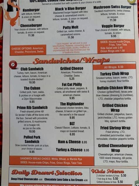 Menu of Fat Cats in Arden, NC 28704