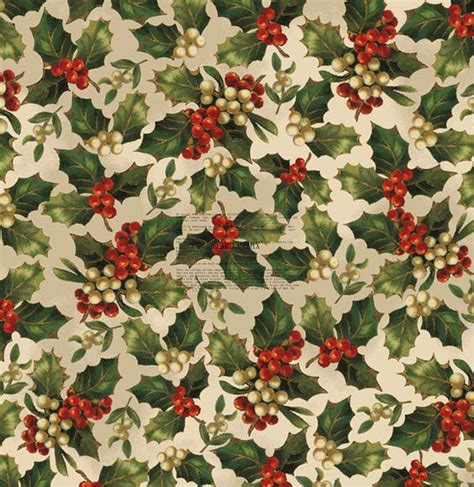 Vintage Mistletoe and Holly Christmas Wrapping Paper Digital Image Download Printable - Etsy ...