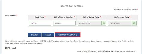 Fetching of Bill of Entry details from ICEGATE Portal - IndiaFilings