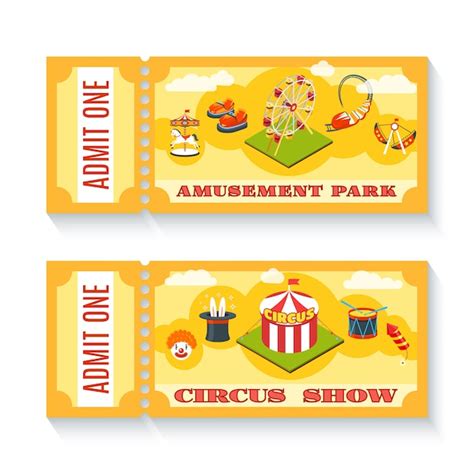 Free Vector | Two vintage amusement park tickets set