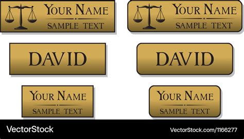 Engraved metal name badges Royalty Free Vector Image