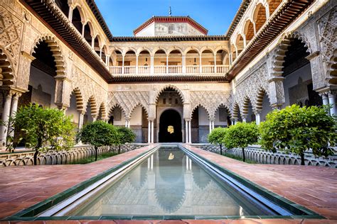 SEVILLE, SPAIN: Real Alcazar in Seville. Patio de las Doncellas in ...