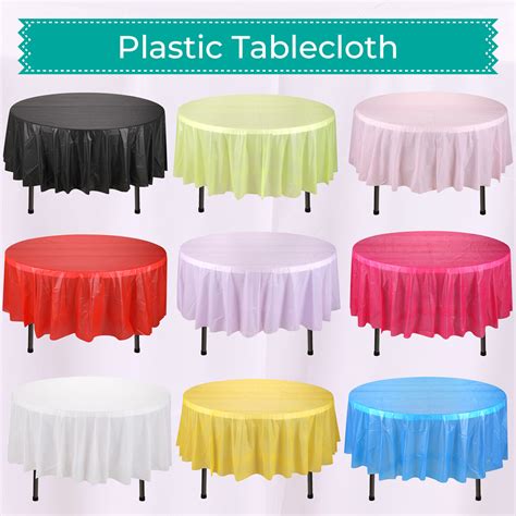 Large PVC Plastic Round Table Cover Cloth Wipe Clean Party Tablecover ...