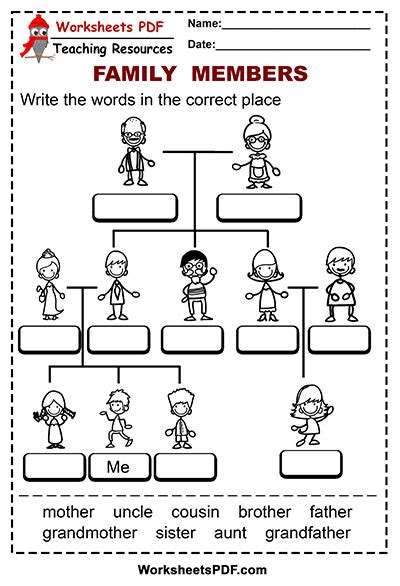 Family Members Activity - Worksheets PDF