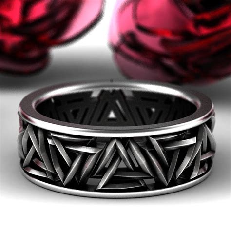 Valknut Knot Viking Silver Ring Set, Viking Wedding Ring Set, Sterling ...