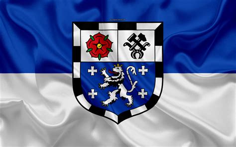 Download wallpapers Flag of Saarbrucken, 4k, silk texture, blue white silk flag, coat of arms ...