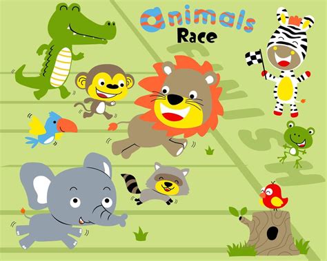 Vector set of animals cartoon in running race 16882482 Vector Art at ...