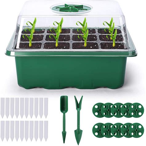 10 Pack Seed Trays Seedling Starter Tray 12 Cells per Tray Humidity ...