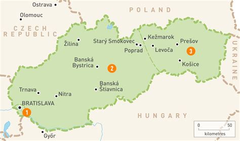 Slovakia regions map - Map of Slovakia regions (Eastern Europe - Europe)