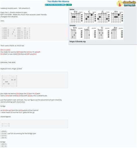 Chord: You Make Me Wanna - tab, song lyric, sheet, guitar, ukulele | chords.vip