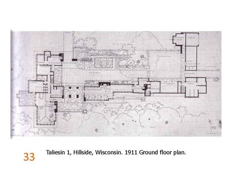 Taliesin 1 ground floor plan 1911 | Floor plans, Ground floor plan, Taliesin