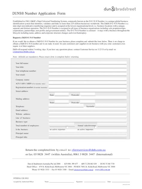 Duns Application Form - Fill Online, Printable, Fillable, Blank | pdfFiller