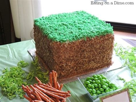 Minecraft Birthday Cake - How to make this Minecraft Birthday Grass Block Cake - Eating on a Dime