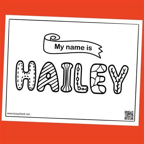 Free Name Hailey coloring page - Busy Shark