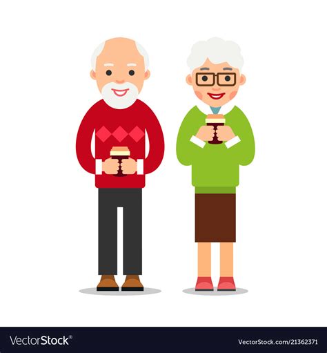 Old people drinking coffee elderly persons man Vector Image