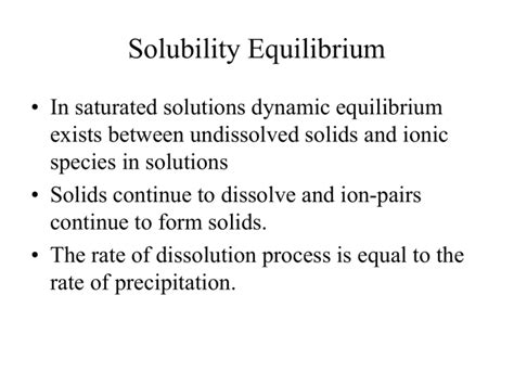 Chapter 16 Solubility Equilibrium