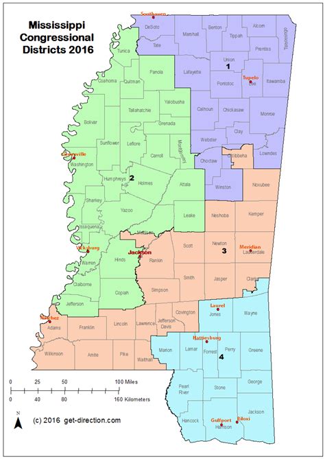 Map of Mississippi Congressional Districts 2016