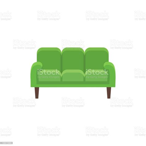 Green 3 Seaters Sofa Vector Illustration Flat Icon Of Settee Element Of Traditional Home Office ...