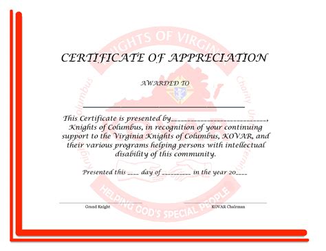 Sample Wording For Certificate Of Appreciation