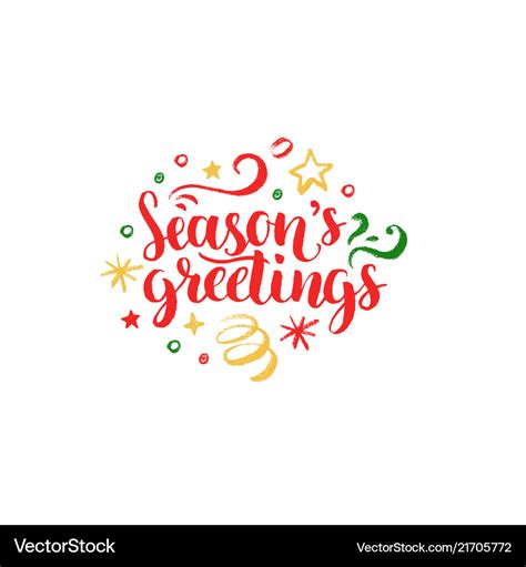 Seasons greetings lettering on white background Vector Image