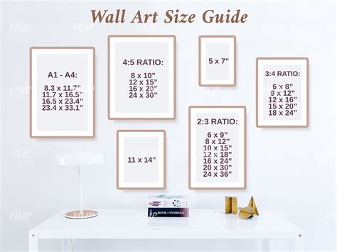 Wall Art Size Guide, Frame Size Guide, Digital Print Size Mockup, Poster Size, Desk and Lamp ...