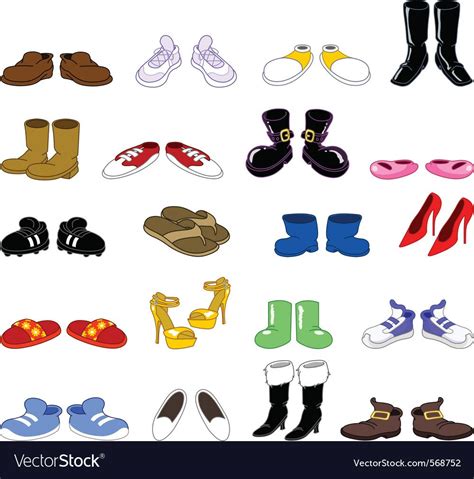 Cartoon shoes set Royalty Free Vector Image - VectorStock | Cartoon ...