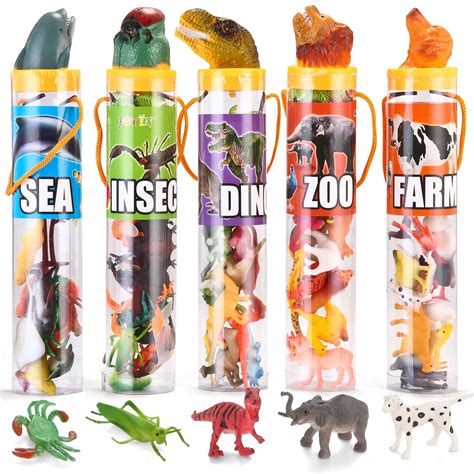 JOYIN 69Pcs Natural World Animal Figures (Sea, Insect, Dinosaur, Zoo, Farm), Small Plastic ...