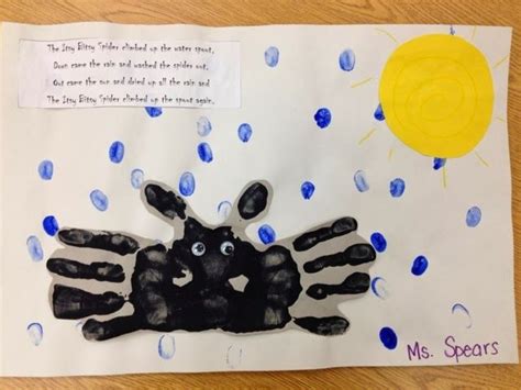 Itsy Bitsy Spider Handprint Poem art - PreK bugs theme Insect Crafts, K Crafts, Daycare Crafts ...