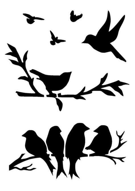 birds stencil 3 craft,fabric,glass,furniture,wall art in | eBay | Bird stencil, Silhouette art ...